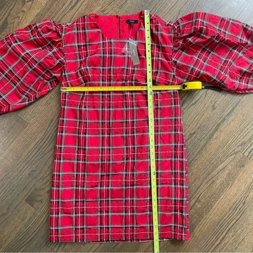 NWT J.Crew Puff-sleeve dress in Good Tidings plaid size small